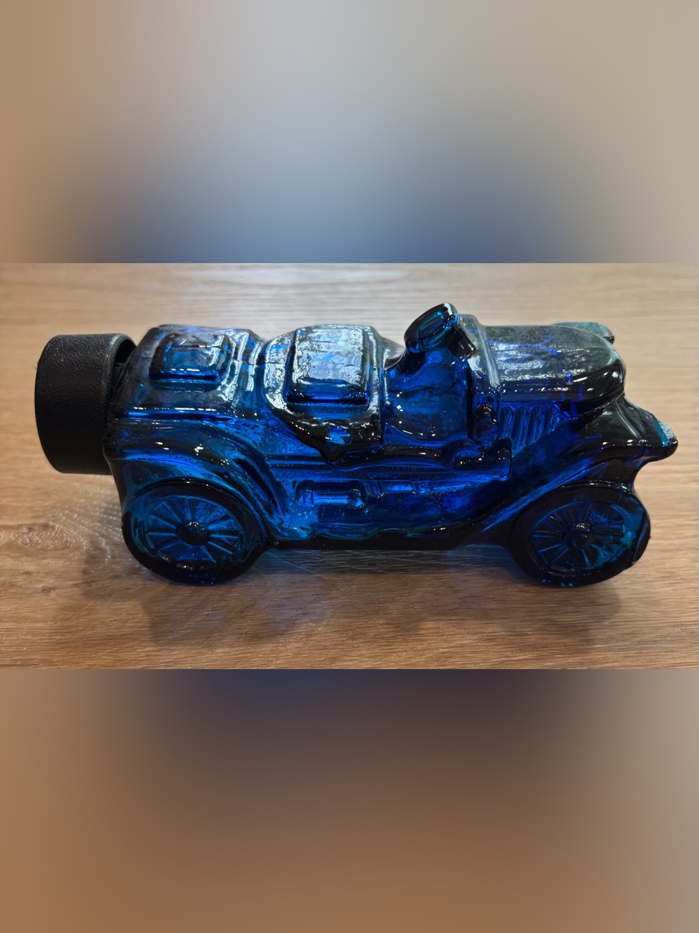 Avon Stanley Steamer Cobalt Blue Glass 1970’s Race Car Bottle